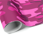 Hot roze fuchsia camo camouflage meisjespatroon cadeaupapier (Rol Hoek)