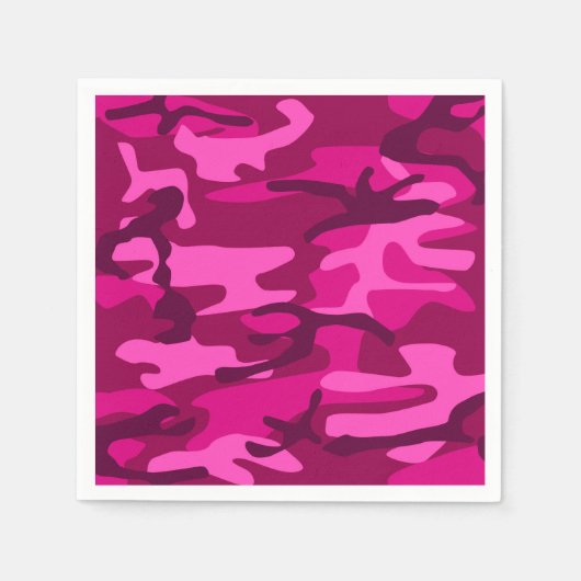 Hot roze fuchsia camo camouflage meisjespatroon servet (Voorkant)