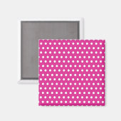 Hot-roze Fuchsia en White Polka Dots Pattern Gift Magneet (Voorkant / Achterkant)