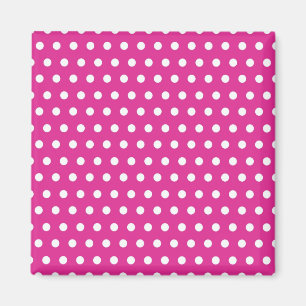 Hot-roze Fuchsia en White Polka Dots Pattern Gift Magneet