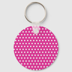 Hot-roze Fuchsia en White Polka Dots Pattern Gift Sleutelhanger