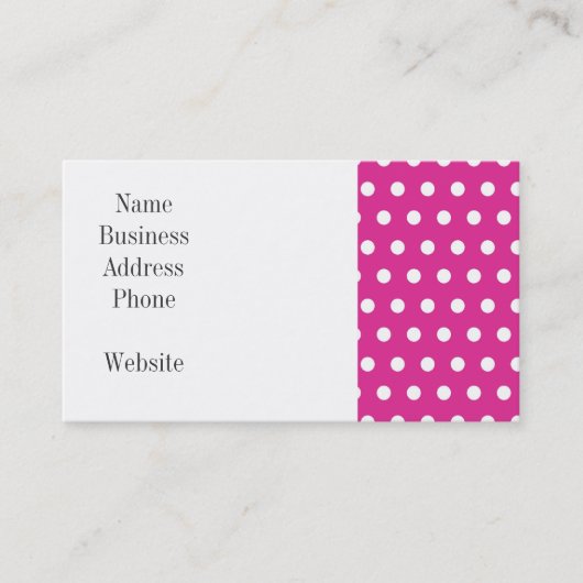 Hot-roze Fuchsia en White Polka Dots Pattern Gift Visitekaartje (Voorkant)
