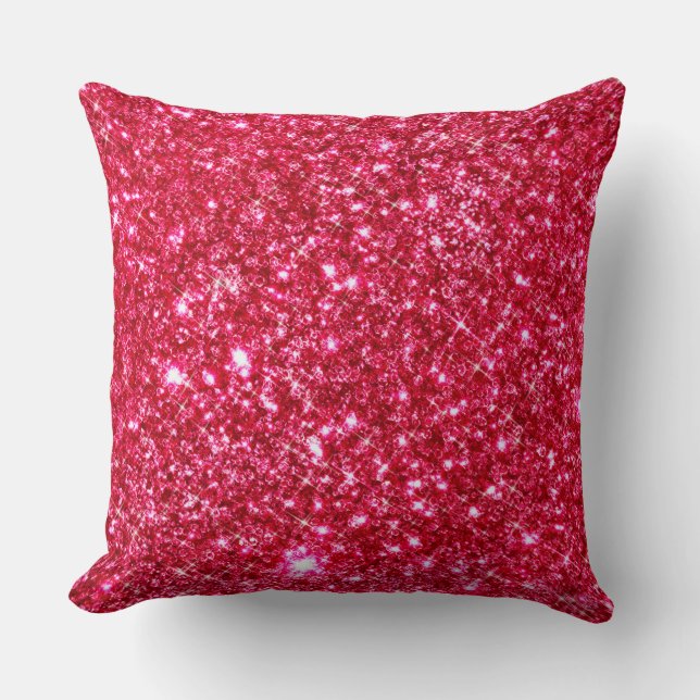hot roze fuchsia minuscule sequentie glitter print kussen (Voorkant)