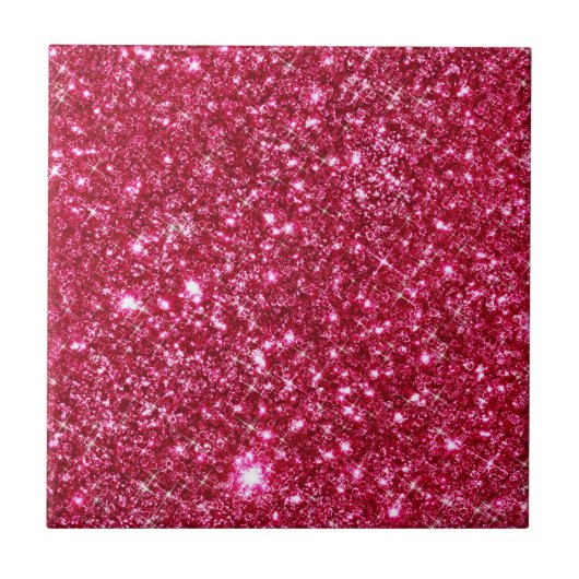 hot roze fuchsia minuscule sequentie glitter print tegeltje (Voorkant)