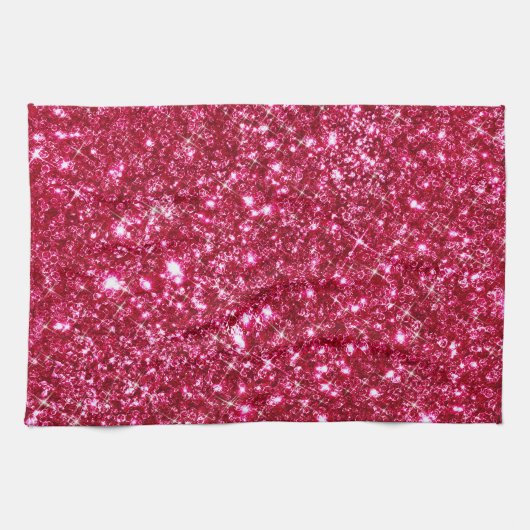 hot roze fuchsia minuscule sequentie glitter print theedoek (Horizontaal)