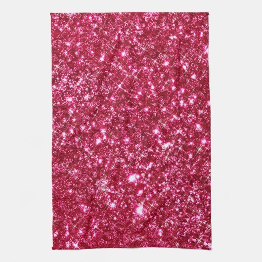 hot roze fuchsia minuscule sequentie glitter print theedoek (Verticaal)