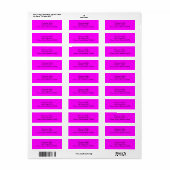 Hot-Roze Fuchsia Plain Return-adreslabels Etiket (Full Sheet)