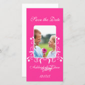 Hot-roze Fuchsia Save the Date Your Photo (Voorkant / Achterkant)