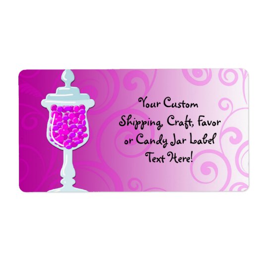 Hot-roze Fuchsia Snoep Buffet Etiket (Voorkant)
