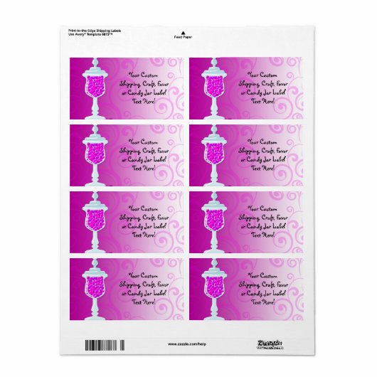 Hot-roze Fuchsia Snoep Buffet Etiket (Full Sheet)