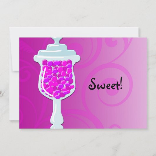 Hot-roze Fuchsia Snoep Buffet Kaart (Achterkant)