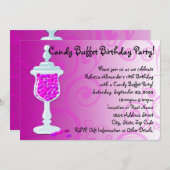 Hot-roze Fuchsia Snoep Buffet Kaart (Voorkant / Achterkant)