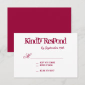Hot-roze Fuchsia Typografie Weddenschap RSVP-kaart RSVP Kaartje (Voorkant / Achterkant)