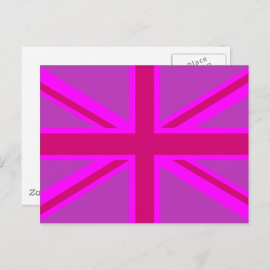 Hot-roze Fuchsia Union Jack Decor Briefkaart (Voorkant / Achterkant)