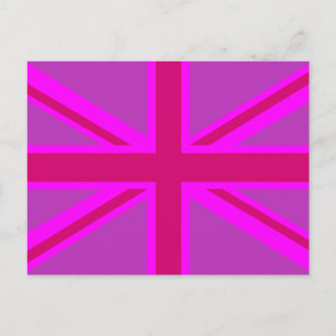Hot-roze Fuchsia Union Jack Decor Briefkaart