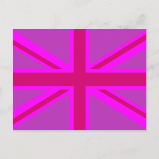 Hot-roze Fuchsia Union Jack Decor Briefkaart (Voorkant)