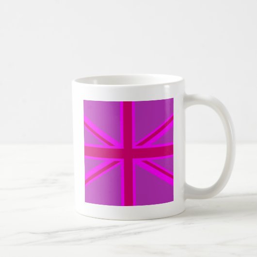 Hot-roze Fuchsia Union Jack Decor Koffiemok (Rechts)
