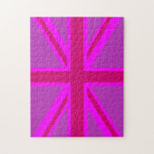Hot-roze Fuchsia Union Jack Decor Legpuzzel (Verticaal)