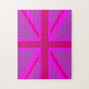 Hot-roze Fuchsia Union Jack Decor Legpuzzel