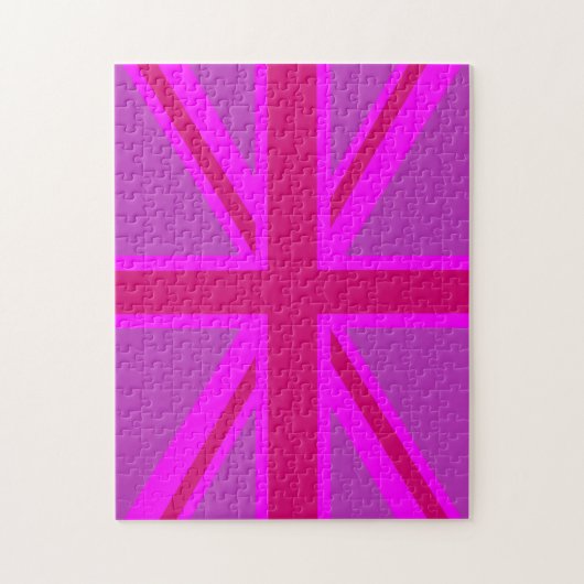 Hot-roze Fuchsia Union Jack Decor Legpuzzel (Verticaal)