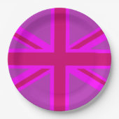 Hot-roze Fuchsia Union Jack Decor Papieren Bordje (Voorkant)