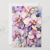 Hot roze fuchsia Waterverf orchideeën bruids Kaart (Achterkant)