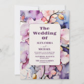 Hot roze fuchsia Waterverf orchideeën bruiloft Kaart (Voorkant)