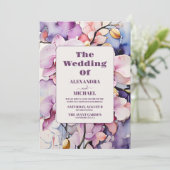 Hot roze fuchsia Waterverf orchideeën bruiloft Kaart (Staand voorkant)