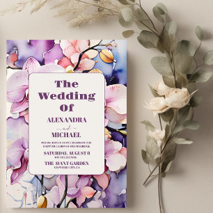 Hot roze fuchsia Waterverf orchideeën bruiloft Kaart