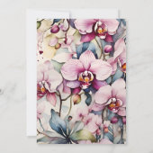 Hot roze fuchsia Waterverf orchideeën bruiloft Save The Date (Achterkant)