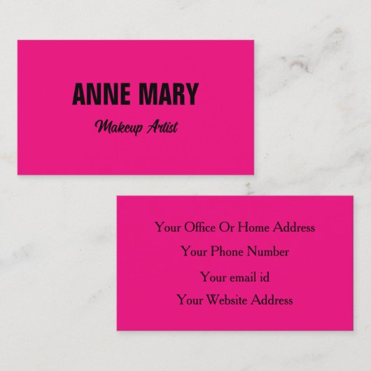 Hot Roze Fuchsia Zwart Kleurrijk Helder Trendy Visitekaartje (Voorkant / Achterkant)