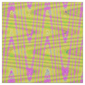Hot-Roze Fuschia Yellow Wave Print Pattern Fabric Stof (Close Up)
