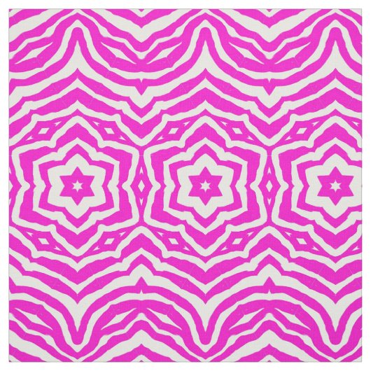 Hot-Roze Fuschia Zebra Flower Print Pattern Fabric Stof (Swatch)