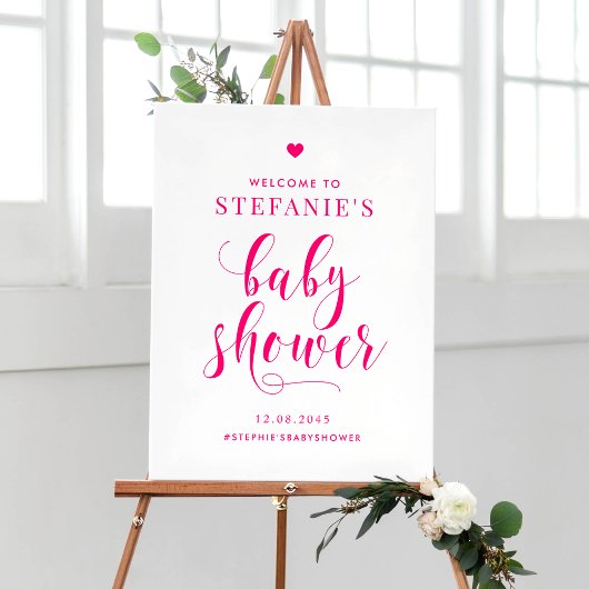Hot-Roze gebold Baby shower voor kalligrafie Welko Poster