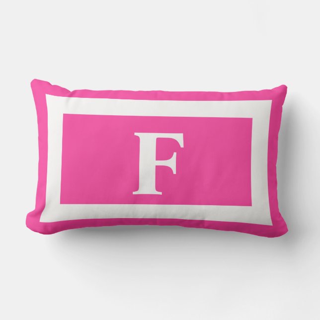 Hot-Roze gebold Monogram Initiaal in openlucht Buitenkussen (Voorkant)