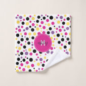 Hot roze geel monogram polka stippen bad handdoek (Wasdoekje)