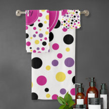 Hot roze geel monogram polka stippen