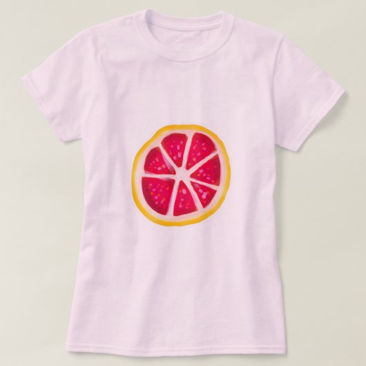 Hot-roze gele Citrus Grapefruit Slice T-shirt (Design voorkant)