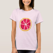 Hot-roze gele Citrus Grapefruit Slice T-shirt (Voorkant)