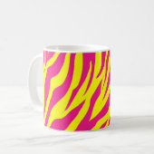 Hot-Roze gele Wilde Dierenafdrukken Zebrastripes Koffiemok (Voorkant links)