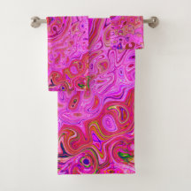 Hot-roze gemarmerde kleuren Abstract Retro Swirl