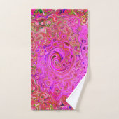Hot-roze gemarmerde kleuren Abstract Retro Swirl Bad Handdoek (Handdoek)