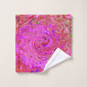 Hot-roze gemarmerde kleuren Abstract Retro Swirl Bad Handdoek (Wasdoekje)