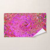 Hot-roze gemarmerde kleuren Abstract Retro Swirl Bad Handdoek (Handdoek)