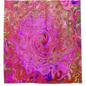 Hot-roze gemarmerde kleuren Abstract Retro Swirl Douchegordijn (Voorkant)