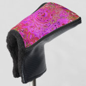 Hot-roze gemarmerde kleuren Abstract Retro Swirl Golfheadcover (3/4 voorkant)