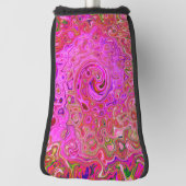 Hot-roze gemarmerde kleuren Abstract Retro Swirl Golfheadcover (Draai 90)