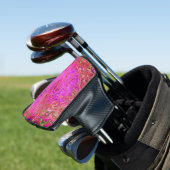 Hot-roze gemarmerde kleuren Abstract Retro Swirl Golfheadcover (Insitu)