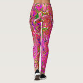Hot-roze gemarmerde kleuren Abstract Retro Swirl Leggings (Achterkant)