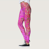 Hot-roze gemarmerde kleuren Abstract Retro Swirl Leggings (Links)
